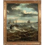Sailing ships in a storm