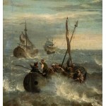 Sailing ships in a storm