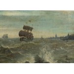 Sailing ships in a storm