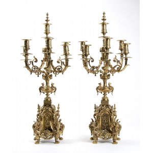 A pair of French Napoleon III° gilded bronze candelabra