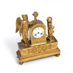 French Empire gilt bronze table clock