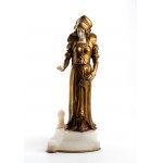 Etienne Watrin ( 1890 - 1915 ), Finely dressed standing Elizabethan maiden, bronze and ivory