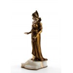 Etienne Watrin ( 1890 - 1915 ), Finely dressed standing Elizabethan maiden, bronze and ivory