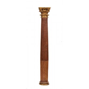 Colonne italienne en bois laqué et doré