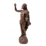 Sculpture en bois italienne représentant le Christ bénissant