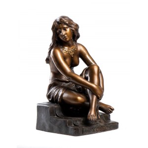 ÉDOUARD FORTINY ( 1862 - ? ), L'esclave, sculpture française en terre cuite