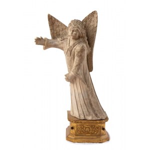 Sculpture italienne en pierre représentant un ange avec des ailes