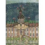 Nikifor Krynicki (1895 Krynica - 1968 Folusz), Architecture de fantaisie (nouvelle maison thermale à Krynica), années 1940.