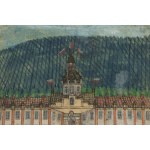 Nikifor Krynicki (1895 Krynica - 1968 Folusz), Architecture de fantaisie (nouvelle maison thermale à Krynica), années 1940.