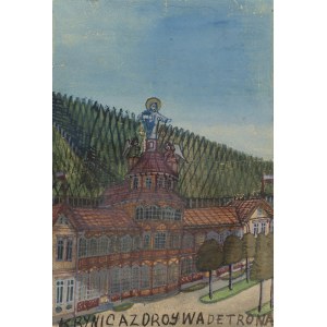 Nikifor Krynicki (1895 Krynica - 1968 Folusz), Widok na Starą Pijalnie Wód w Krynicy, lata 40. XX w.