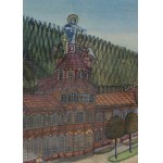 Nikifor Krynicki (1895 Krynica - 1968 Folusz), Widok na Starą Pijalnie Wód w Krynicy, lata 40. XX w.