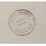 Nikifor Krynicki (1895 Krynica - 1968 Folusz), Biskup przy automobilu na tle cerkwi, lata 50. XX w.