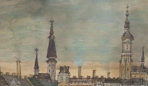 Nikifor Krynicki (1895 Krynica - 1968 Folusz), Widok z Krakowa, lata 50. XX w.
