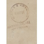 Nikifor Krynicki (1895 Krynica - 1968 Folusz), biskup mířící do kostela, 50. léta 20. století.