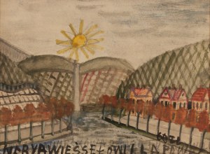 Nikifor Krynicki (1895 Krynica - 1968 Folusz), Pejzaż ze słońcem