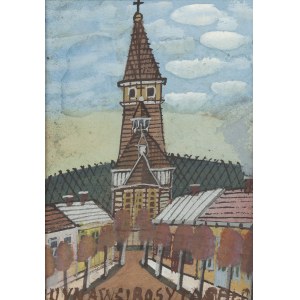 Nikifor Krynicki (1895 Krynica - 1968 Folusz), Vue de l'église, années 1950.