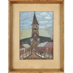 Nikifor Krynicki (1895 Krynica - 1968 Folusz), Vue de l'église, années 1950.