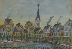 Nikifor Krynicki (1895 Krynica - 1968 Folusz), Widok na Tarnów, lata 40. XX w.