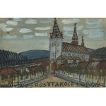Nikifor Krynicki (1895 Krynica - 1968 Folusz), Widok na kościół, lata 60. XX w.