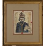 Nikifor Krynicki (1895 Krynica - 1968 Folusz), Duchowny z modelem kościoła (Święty Bazyli), lata 20. XX w.