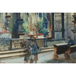 Stanisław Tondos, Wojciech Kosssak, przypisywane, Wnętrze kościoła Mariackiego w Krakowie - widok na cyborium i krucyfiks Wita Stwosza