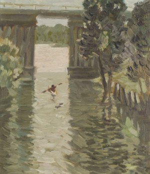 Stanisław Michałowski (1915 Wilno - 1980 Gdańsk), Wycieczka kajakiem, około 1955