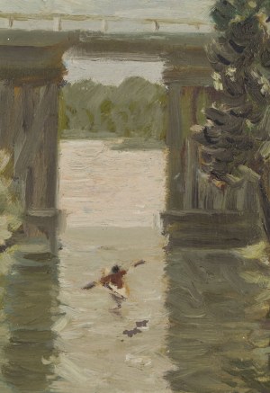 Stanisław Michałowski (1915 Wilno - 1980 Gdańsk), Wycieczka kajakiem, około 1955