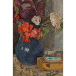 Maria Zabłocka-Mohl (1907 Poznań - 1989 Gdynia), Kwiaty w niebieskim wazonie, 1953