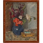 Maria Zabłocka-Mohl (1907 Poznań - 1989 Gdynia), Kwiaty w niebieskim wazonie, 1953