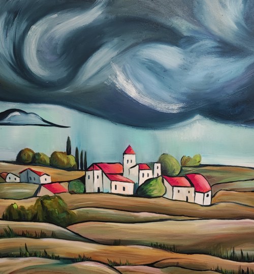 Anna KOŁAKOWSKA (ur. 1982), Houses on the hill, 2025