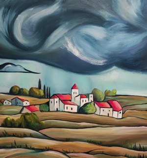 Anna KOŁAKOWSKA (ur. 1982), Houses on the hill, 2025
