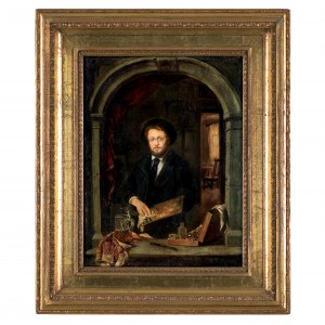 Paweł Merwart (1855-1902), Autoportret na tle pracowni