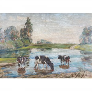 Kazimierz Lasocki (1871-1952), U wodopoju, 1948 r.