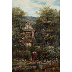 Aleksander Mroczkowski (1850 Cracovie - 1927 Stubno près de Przemyśl), Jeune fille au bord de l'eau, 1898.