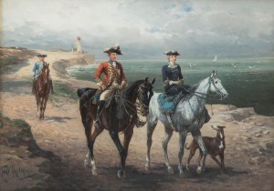 Jan Chełmiński (1851 Brzustów - 1925 Nowy Jork), Jazda konna po wybrzeżu, 1888 r.