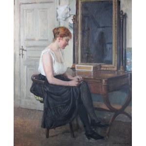 Antoni Piotrowski (1853 Nietulisko Duże - 1924 Varsovie), Jeune fille aux toilettes