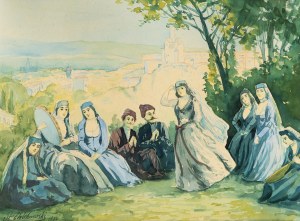 Stanisław Chlebowski (1835 Pokutyńce na Podolu - 1884 Kowanówko), Scena rodzajowa - taniec, 1874 r.