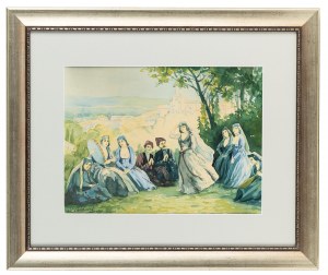 Stanisław Chlebowski (1835 Pokutyńce na Podolu - 1884 Kowanówko), Scena rodzajowa - taniec, 1874 r.