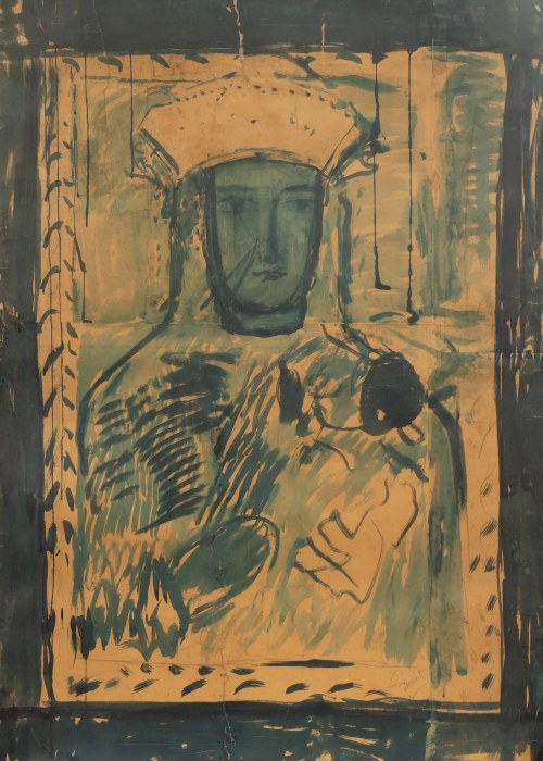 Leon Wyczółkowski (1852 Huta Miastkowska k. Kielc - 1936 Warszawa), Matka Boska Częstochowska - szkic
