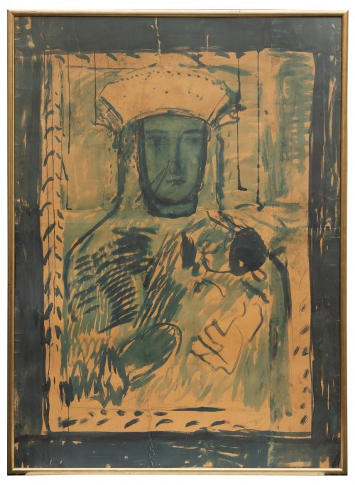 Leon Wyczółkowski (1852 Huta Miastkowska k. Kielc - 1936 Warszawa), Matka Boska Częstochowska - szkic