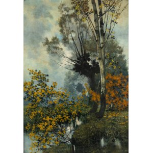 Ludwik Stasiak (1858 Bochnia - 1924 tamże), Pejzaż z wierzbami