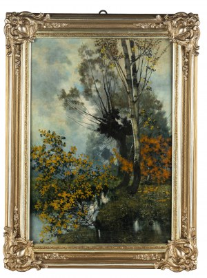 Ludwik Stasiak (1858 Bochnia - 1924 tamże), Pejzaż z wierzbami