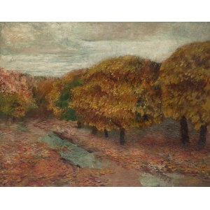 Wacław Szymanowski (1859-1930), Pejzaż jesienny - kasztany, ok. 1920