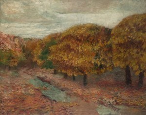 Wacław Szymanowski (1859-1930), Pejzaż jesienny - kasztany, ok. 1920
