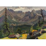 Stanisław Gałek (1876 Mokrzyska - 1961 Zakopane), Lake in the mountains with Monk in the background