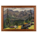 Stanisław Gałek (1876 Mokrzyska - 1961 Zakopane), Lake in the mountains with Monk in the background