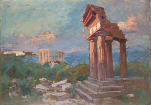 Bronisława Rychter-Janowska (1868 Kraków - 1953 tamże), Dolina świątyń w Agrigenti na Sycylii (Girgenti), 1913 r.