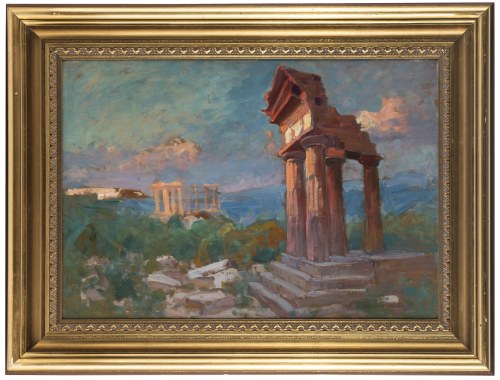 Bronisława Rychter-Janowska (1868 Kraków - 1953 tamże), Dolina świątyń w Agrigenti na Sycylii (Girgenti), 1913 r.