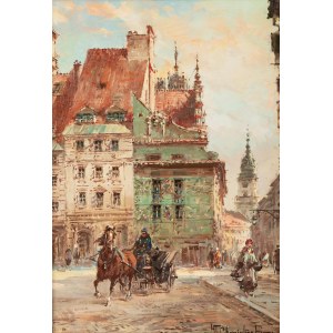 Władysław Chmieliński (1911 Varsovie - 1979), Vue du vieux marché sur la rue Świętojańska.