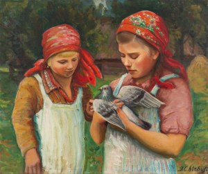Józef Chlebus (1893 Rudze-1945 Melk), Dziewczynki z gołabkiem